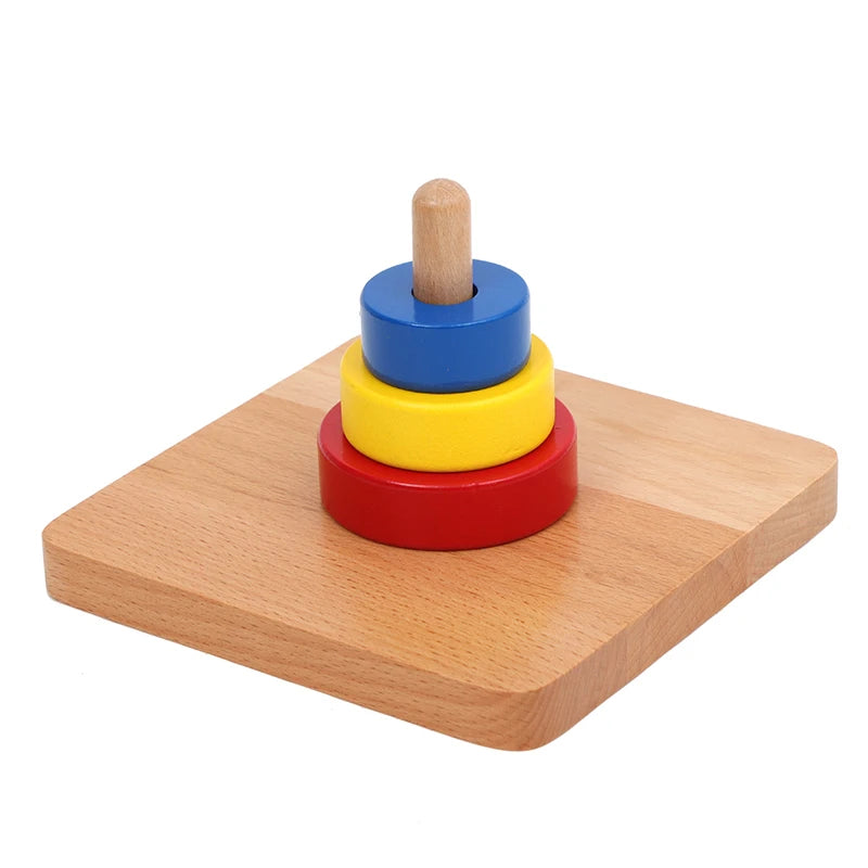 Infant Montessori Dowels Toys Discs/ Cubes Stacking Game for Kids Hand-Eye Coordination Fine Motor Skill Practice Education Toy