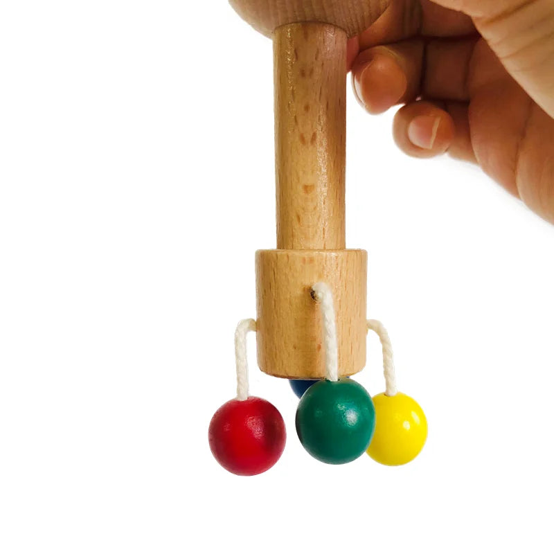 Montessori Dollio Wood Baby Toys Shaking Sound Game Grasping Objects for Newborn Early Childhood Education Motor Skill Practice