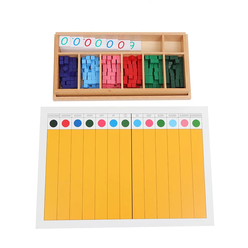 Montessori Math Learning Toys Decimal Fraction Cubes Box/ Wood Board Primary Mathematics Educational Equipment Teaching Aids