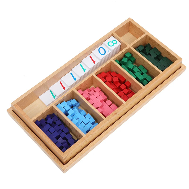 Montessori Math Learning Toys Decimal Fraction Cubes Box/ Wood Board Primary Mathematics Educational Equipment Teaching Aids