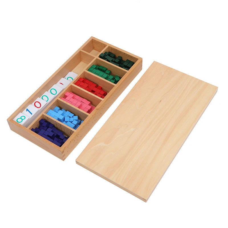 Montessori Math Learning Toys Decimal Fraction Cubes Box/ Wood Board Primary Mathematics Educational Equipment Teaching Aids