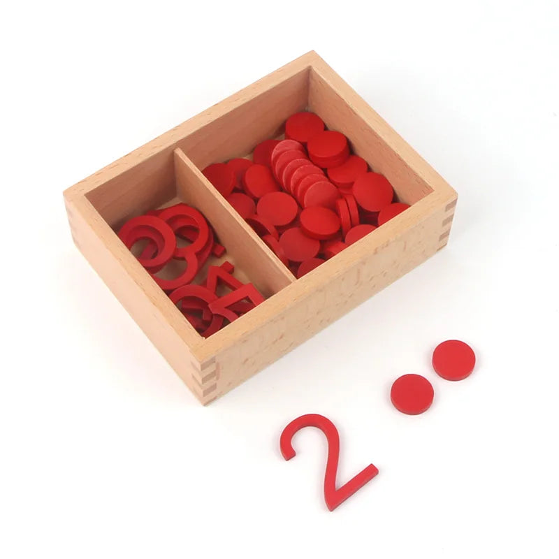 Montessori Math Toy Numbers 1-10 Wood Counter/ Figures W/ Paper Cards Kids Learning Tools Early Childhood Education Game