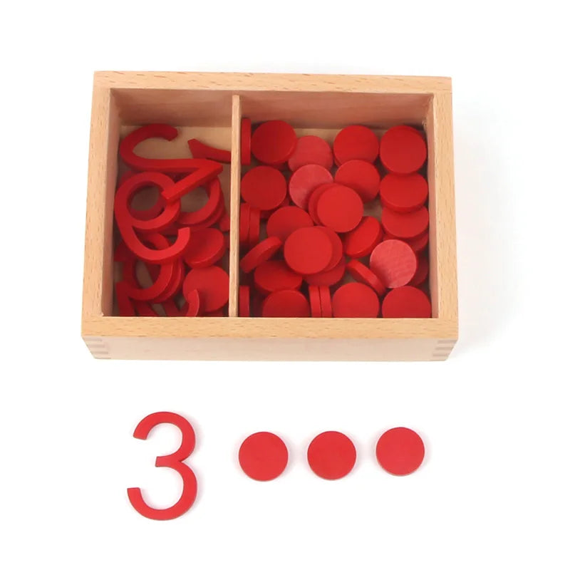 Montessori Math Toy Numbers 1-10 Wood Counter/ Figures W/ Paper Cards Kids Learning Tools Early Childhood Education Game