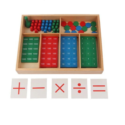 Montessori Math Toy Stamp Game for Children Addition/ Subtraction/ Multiplication/ Division Learning Tools Wooden Number Puzzles