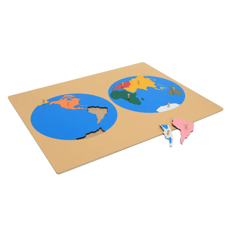 Montessori World Map Wood Geography Materials Culture Learning Resources for Kids Early Childhood Education Tools Teaching Aids