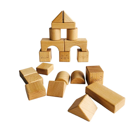 Montessori Toys Wooden Building Blocks for Kids Creative Game for Girls Boys Shapes Learning and Matching Tools Early Education